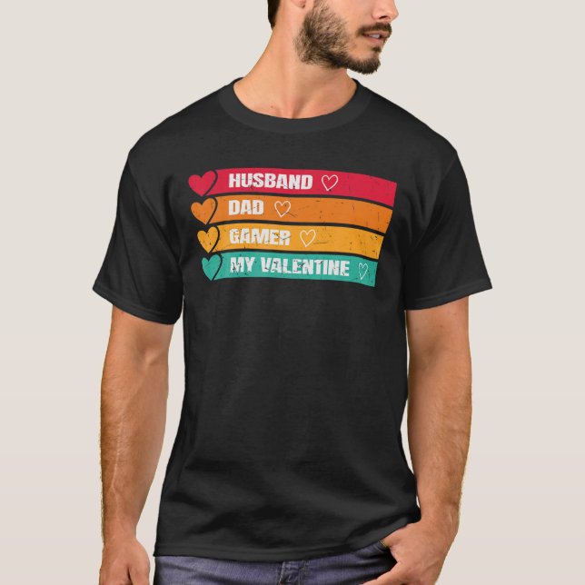 T-shirt Homme Mari Papa Gamer Ma Valentine Funny Valentin (Devant)