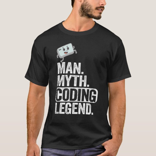 T-shirt Homme Myth Coding Legend Coder Papa Geek Ordinateu (Devant)