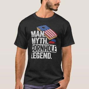 T-shirt Homme Mythe Cornhole Legend USA Drapeau Corn Hole