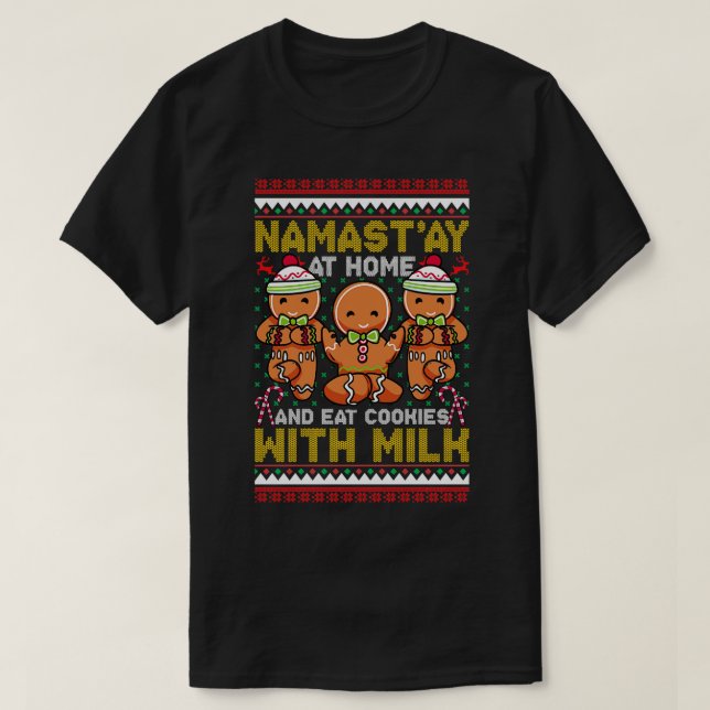 T-shirt Homme Namastay en pain d'épice de Noël à la maison (Design devant)