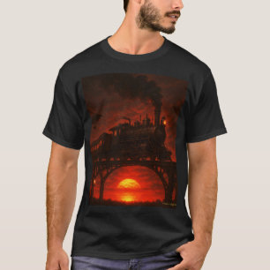 T-shirt homme noir steampunk Le Train des Ombres