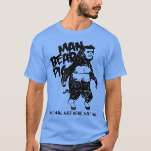 T-shirt Homme Ours Cochon Drôle Animal Vintage Mens Graphi