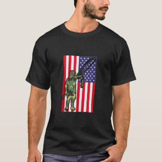 T-shirt Homme Patriotique Pêcheur Camouflage USA Am