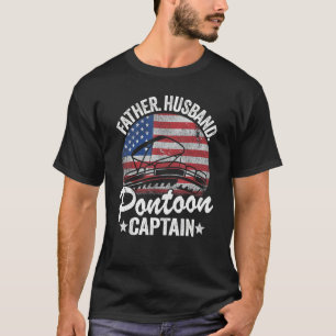 T-shirt Homme Père Mari Pontoon Capitaine Papa Américain F