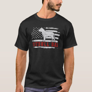 T-shirt Homme Pit Bull Papa Distressed Drapeau Américain P