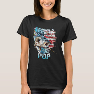 T-shirt Homme Reel Cool Pop 4 Juillet Pêche Drapeau USA Pa