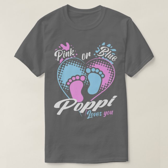 T-shirt Homme Rose Ou Bleu Poppi Vous Aime Genre Révéler P (Design devant)