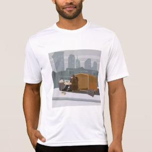 T-shirt Homme sans abri tenant un panneau d'aide Pauvreté