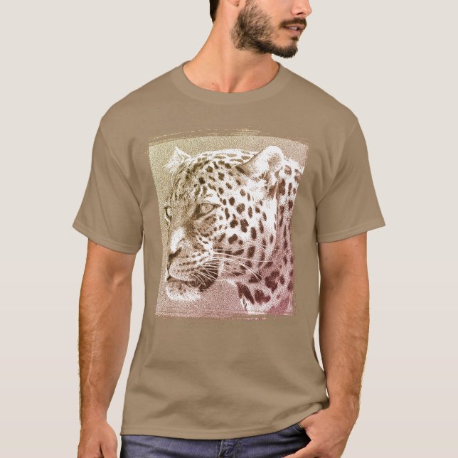 T-shirt homme Tête léopard Modèle moderne élégant (Devant)