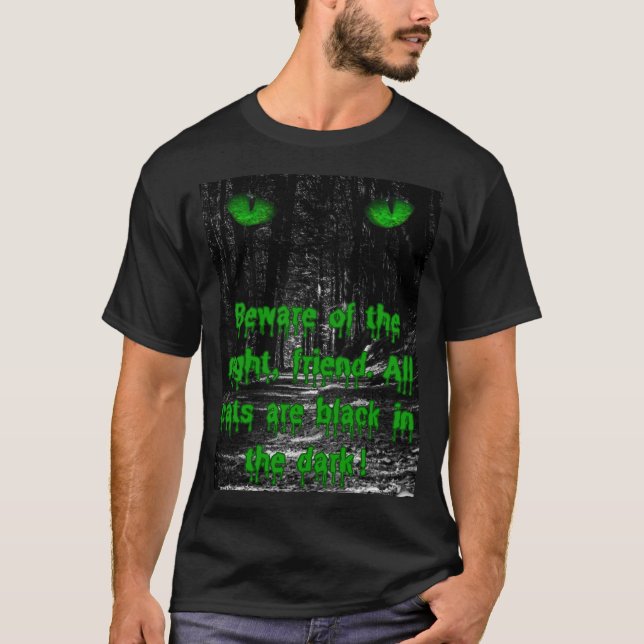 T-shirt Homme / Unisex Attention au chat de la nuit (Devant)