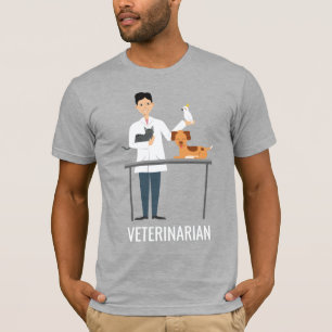 T-shirt Homme vétérinaire avec animaux et texte personnali