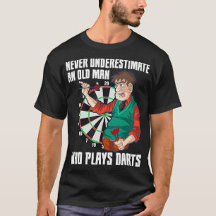 T-shirt Homme Vieux Qui Joue Jeu De Joueur Darts