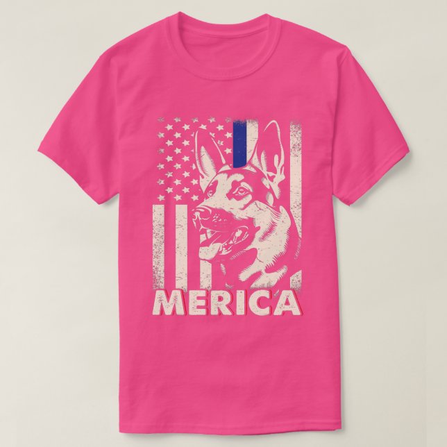 T-shirt Hommes 4 juillet Berger Allemand Chien Merica Amér (Design devant)