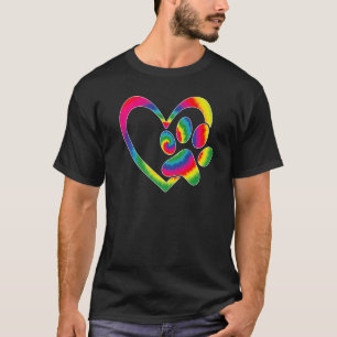 T-shirt Hommes Animal Rescue Chien Chat Paw Coeur Imprimer