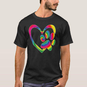 T-shirt Hommes Animal Rescue Chien Chat Paw Coeur Imprimer