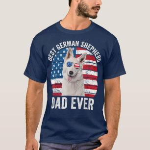 T-shirt Hommes Blanc Allemand Berger Papa Américain Drapea