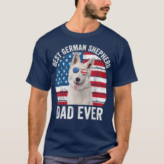 T-shirt Hommes Blanc Allemand Berger Papa Américain Drapea