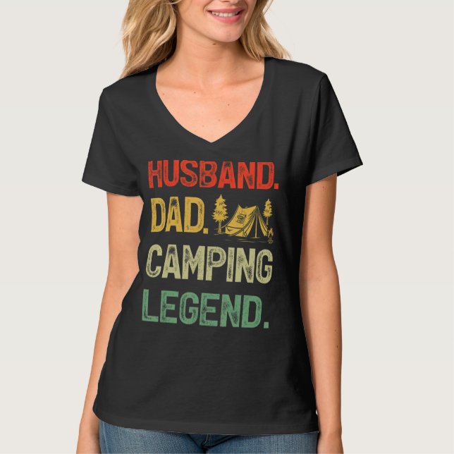T-shirt Hommes Camping Mari Papa Camping Légende Père (Devant)