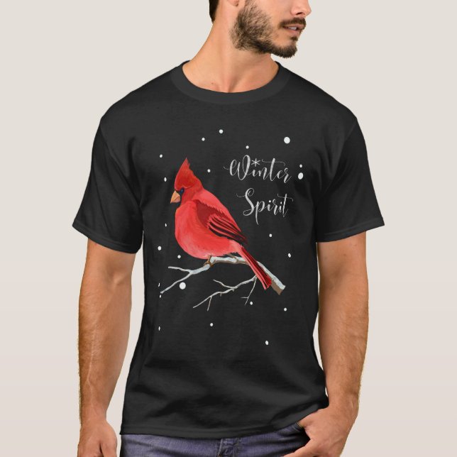 T-shirt Hommes cardinaux rouges de "esprit d'hiver" (Devant)