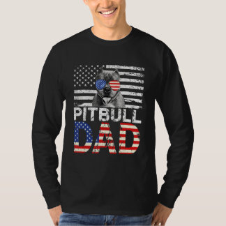 T-shirt Hommes Cool Pitbull Papa Usa Drapeau Patriotique P