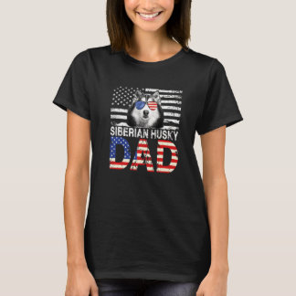 T-shirt Hommes Cool Sibérien Husky Papa Usa Drapeau Patrio