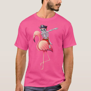 T-shirt Hommes Dabbing Pirate Skeleton Flamant rose Hallow