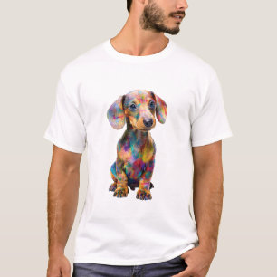 T-shirt Hommes Dachshund Colorés Psychédéliques Vibrants