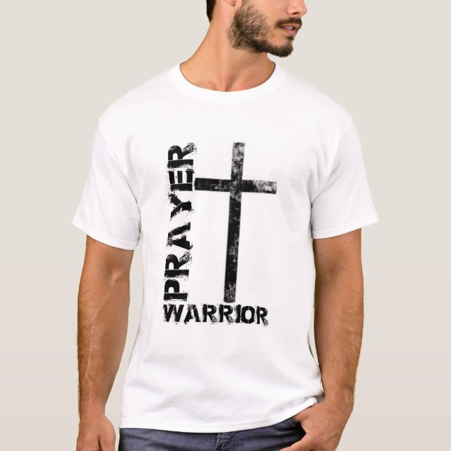 T-shirt Hommes de croix de guerrier de prière (Devant)