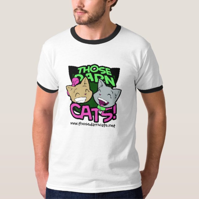 T-shirt Hommes de TDC noirs/pièce en t blanche de sonnerie (Devant)