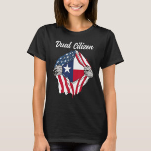 T-shirt Hommes Double Citoyen Texas State And America Flag