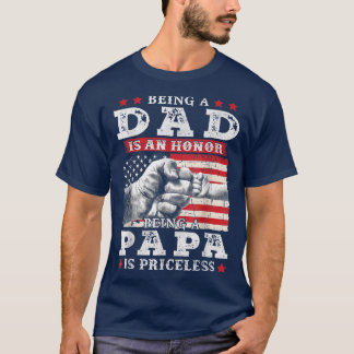 T-shirt Hommes Drapeau Américain Être Papa Est Un Honneur
