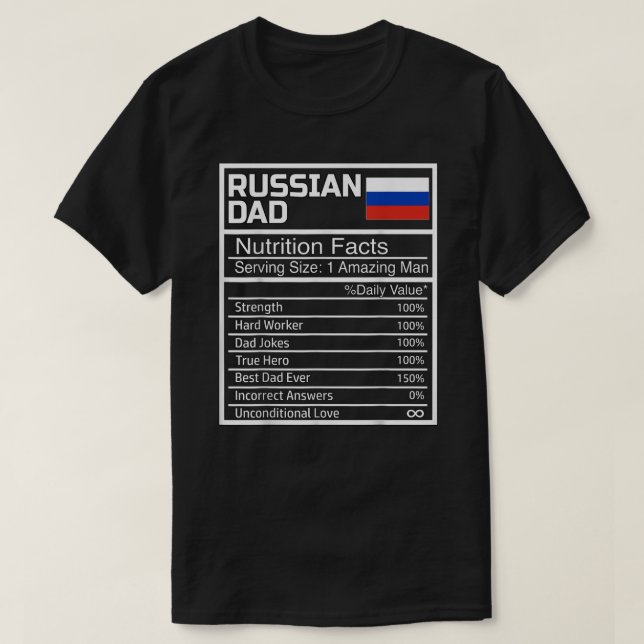 T-shirt Hommes Drôle Russe Papa Faits nutritionnels Pères  (Design devant)