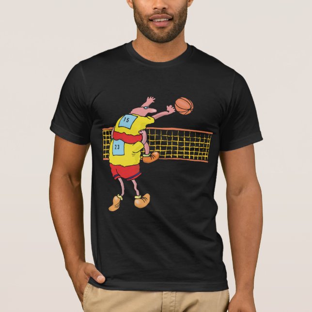 T-shirt Hommes drôles de volleyball noirs (Devant)