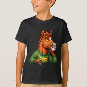 T-shirt Hommes drôles Fête du cheval lunaire Dessin animé 
