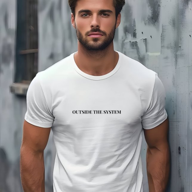 T-shirt Hommes Élégants Blanc À L'Extérieur Du Slogan Syst (Stylish Men White Outside The System Slogan T-Shirt)