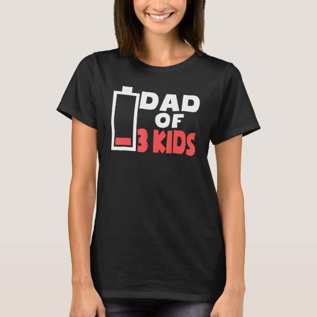 T-shirt Hommes Fatigué Papa De 3 Enfants Garçons Filles Ba (Devant)