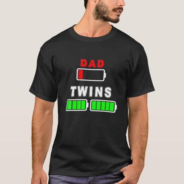 T-shirt Hommes Fatigué Papa Faible Batterie De Jumeaux Ple (Devant)