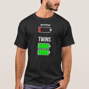 T-shirt Hommes Fatigué Papa Faible Batterie Jumeaux Plein