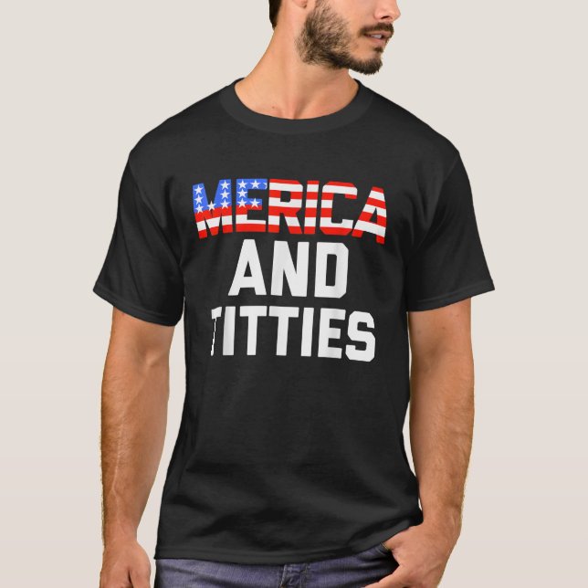 T-shirt Hommes Femmes 4 juillet Cadeau Funny Merica (Devant)