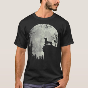 T-shirt Hommes Femmes Dachshund Et Lune Art présent (cadea