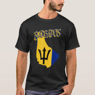 T-shirt Hommes Femmes Fiers Drapeau Barbade Carte Barbade