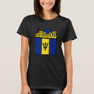 T-shirt Hommes Femmes Fiers Drapeau Barbade Carte Barbade 