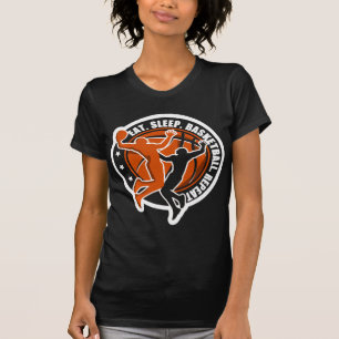 T-shirt Hommes Femmes Garçons Filles Mangent Sleep Basketb