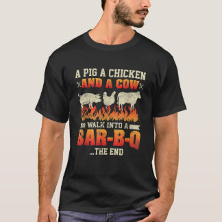 T-shirt Hommes Fête du Père BBQ Chicken Vache Jolie Drôle