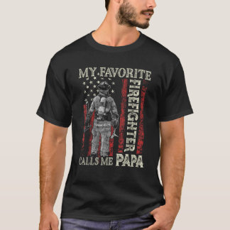 T-shirt Hommes Fête du Père Mon Favori Pompier M'appelle