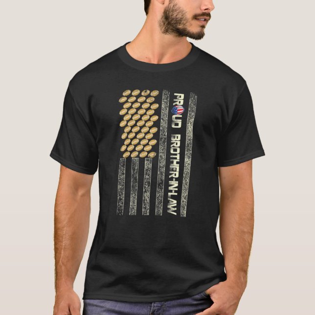 T-shirt Hommes Fier Frère En Droit American Flag Football  (Devant)
