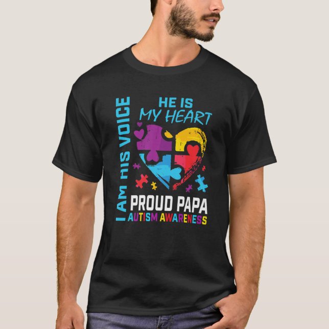 T-shirt Hommes Fier Papa Sensibilisation sur l'autisme Gra (Devant)