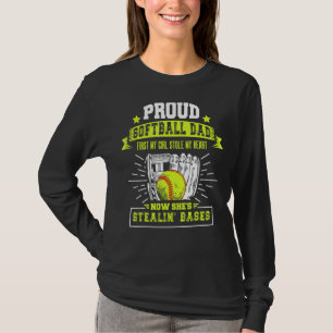 T-shirt Hommes Fier Softball Papa Avec Fille Softball Gras