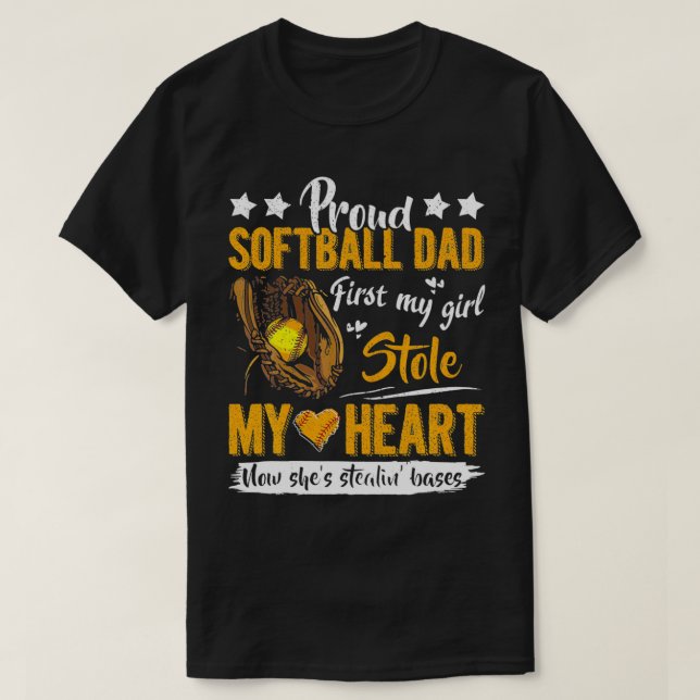 T-shirt Hommes Fier Softball Papa mignon softball Papa 5 (Design devant)