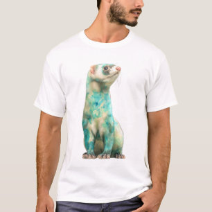 T-shirt Hommes Furet Marbré de Teal Aquarelle Artistique